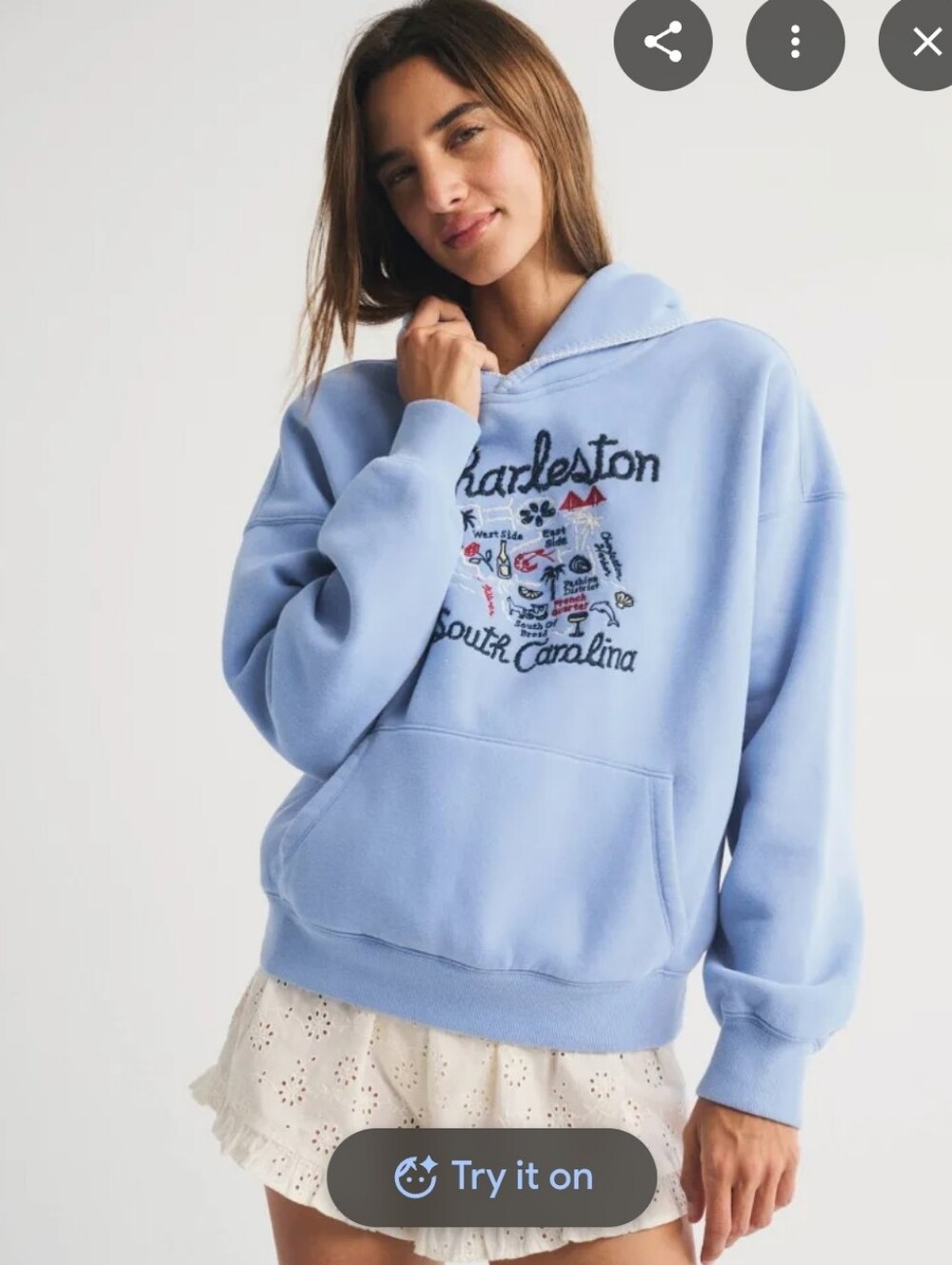 Abercrombie & Fitch Sunday Hoodie Charleston North Carolina Light Bkue Gray